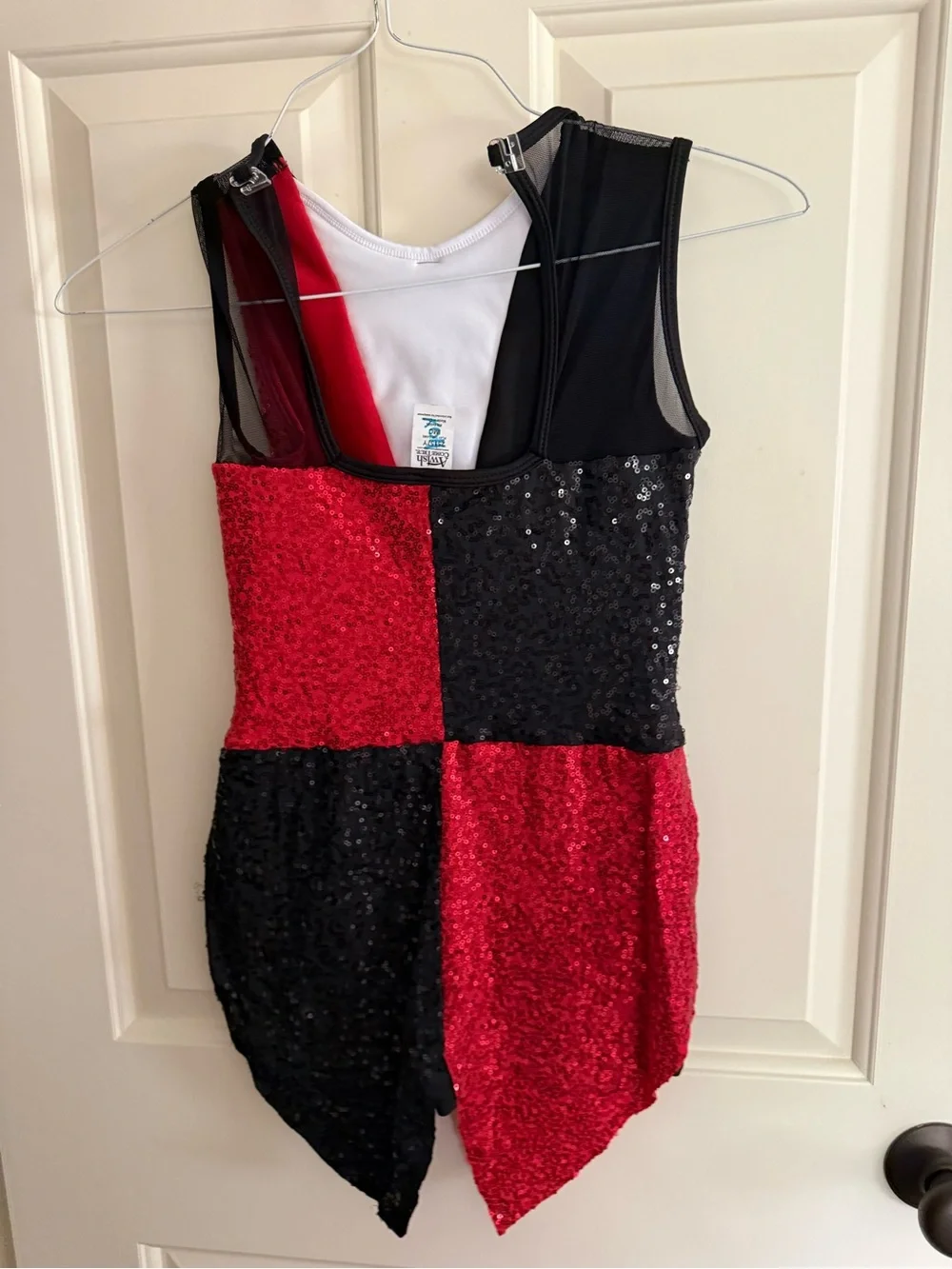 Kids Red & Black Sequin Tuxedo Dance Costume with Bow Tie